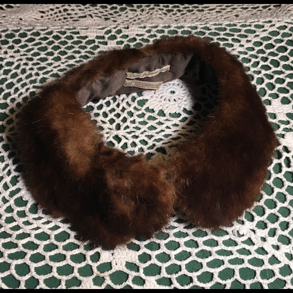 Vintage Mink Collar Japan Dyed Japanese Baar & Beards Inc Dark Brown Antique Fur - Picture 2 of 5